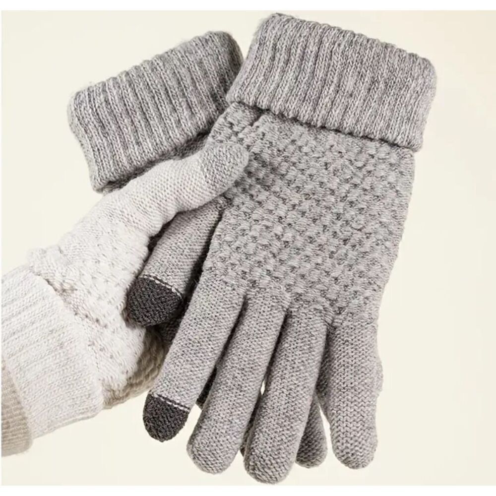 Touchscreen Gloves Unisex Gray Knit Winter Warm